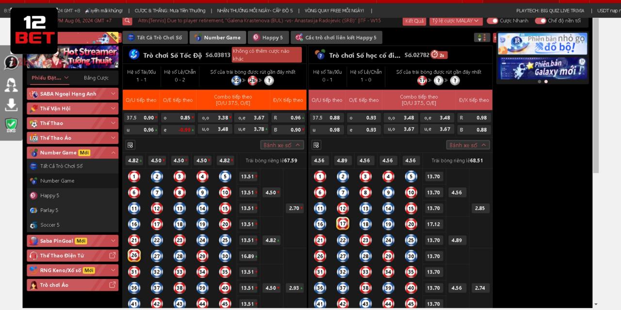 Number Game là lựa chọn lý tưởng dành cho tân cược thủ khi cá cược tại 12Bet